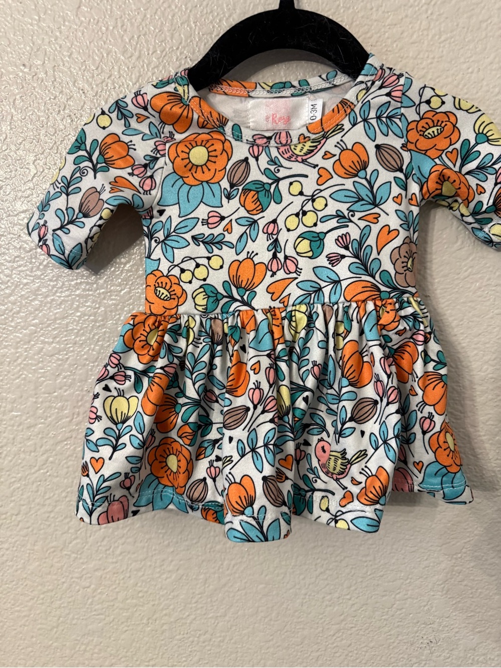 Floral Peplum Top for Kids - Orange & Teal Floral